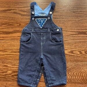 Guess baby boy super soft overalls cotton blend like new denim blue color 6/9 mo